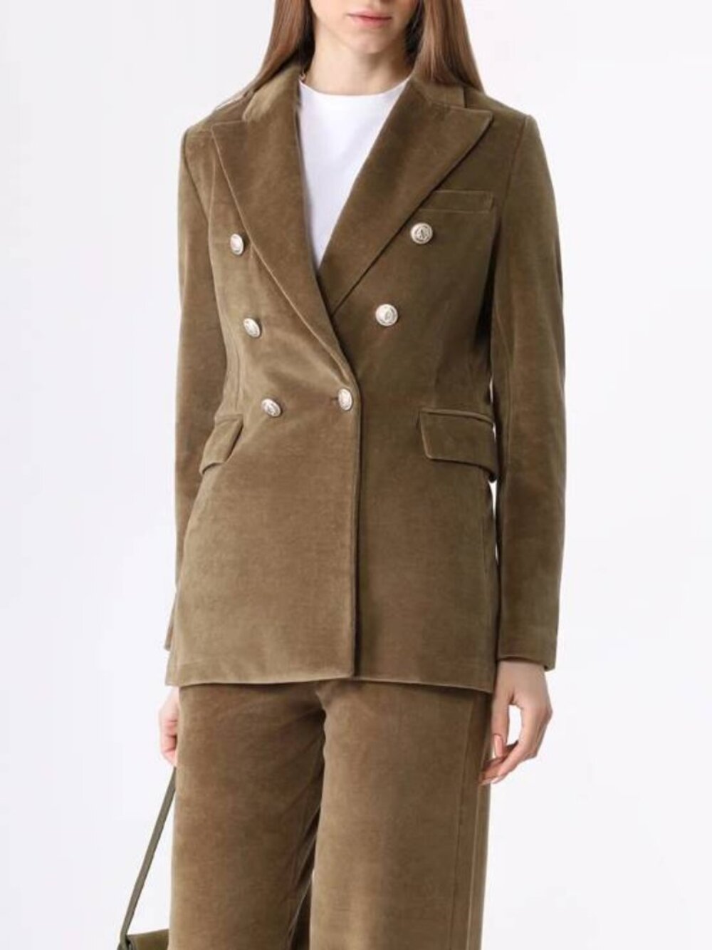 Circolo 1901 Brown Velvet Double-Breasted Blazer